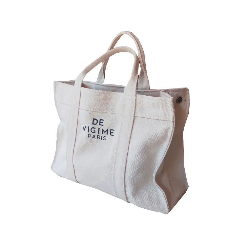 LOGO được in tùy chỉnh Túi cotton có thể tái sử dụng với dây kéo phù hợp cho người mua sắm nữ