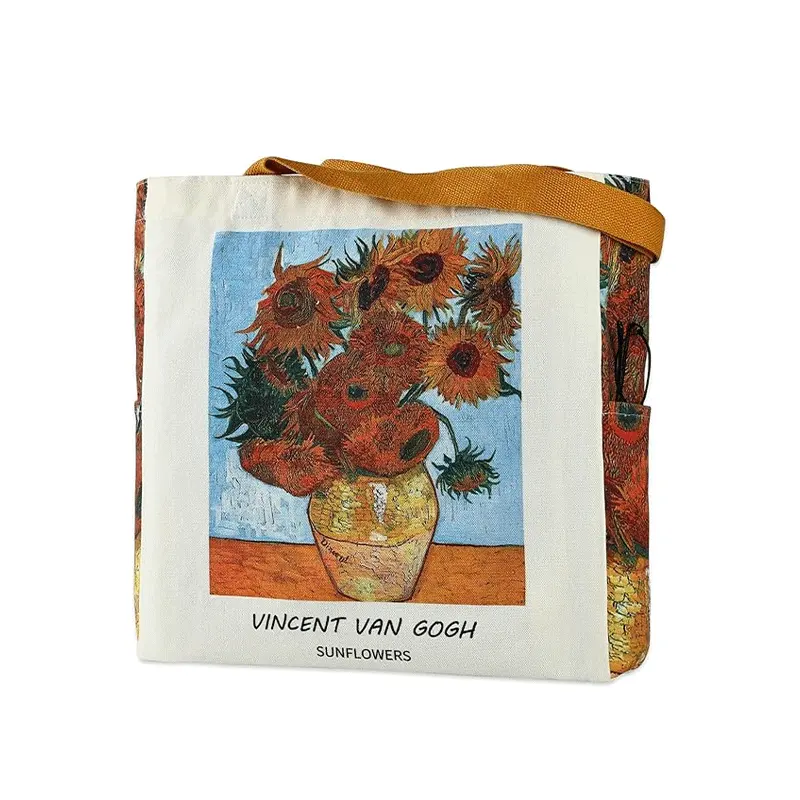Túi xách in logo được in nóng bán hàng Túi đựng đồ cotton Túi vải thời trang Túi đựng vải chéo lớn với tay cầm
